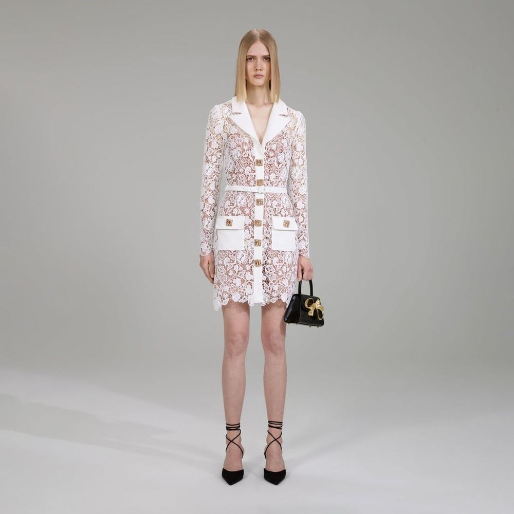Self-Portrait Magnolia Lace Button-Front Minidress US 2 $510